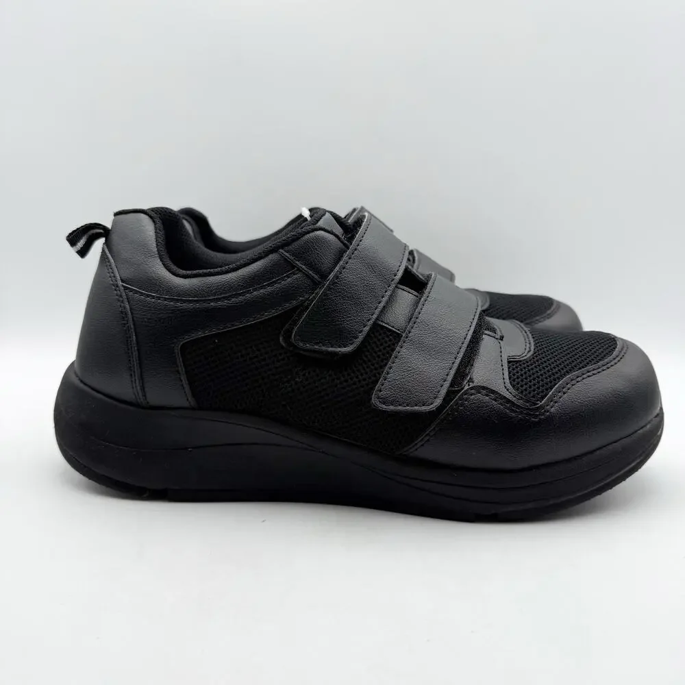 Drew Mens Contest Sneakers US 9.5 WIDE Black Fabric Hook and Loop SR NWOB